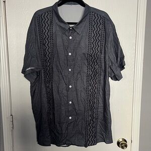 Men's Charcoal Button Down Shirt with Pattern